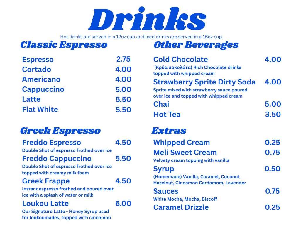 Menu Drinks