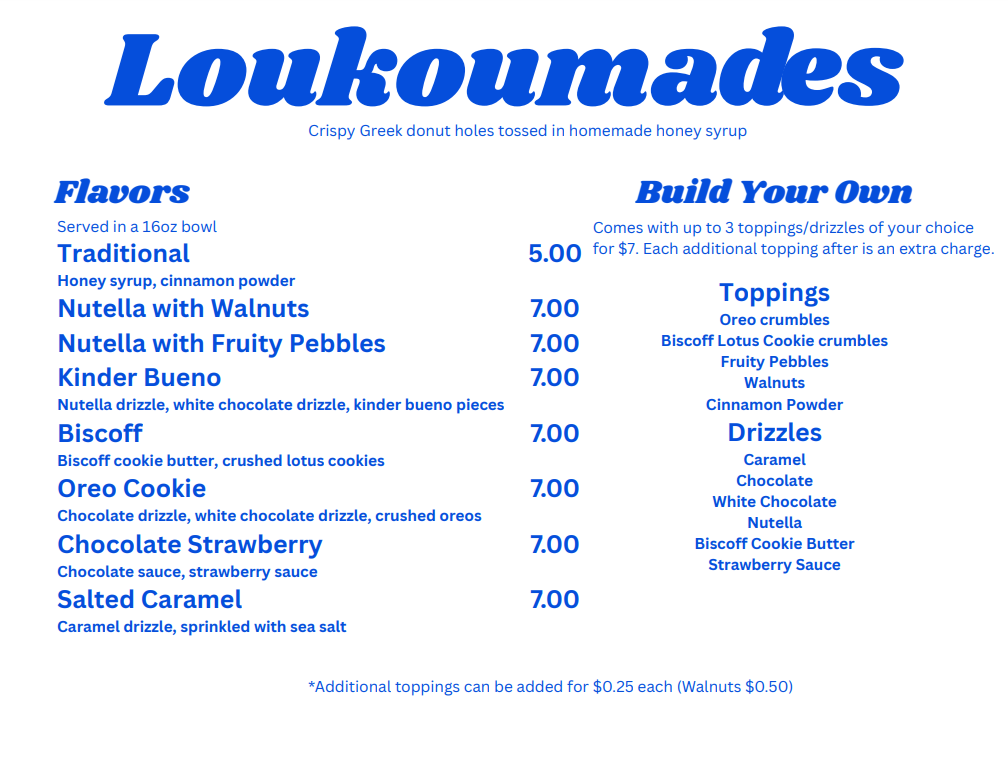 Menu Loukoumades
